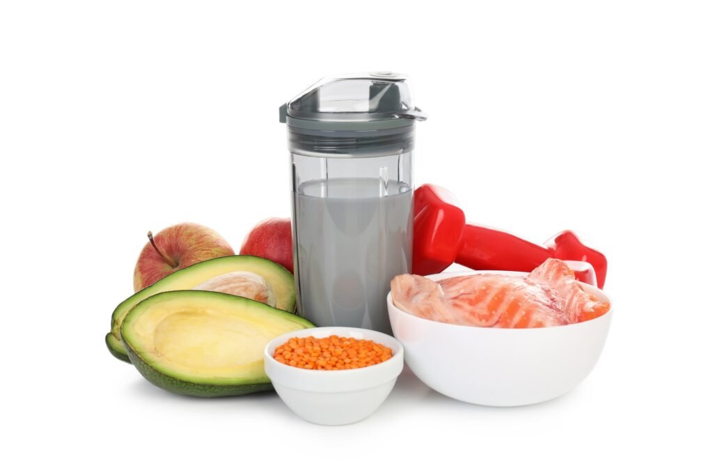 Concept of sports nutrition isolated on white background